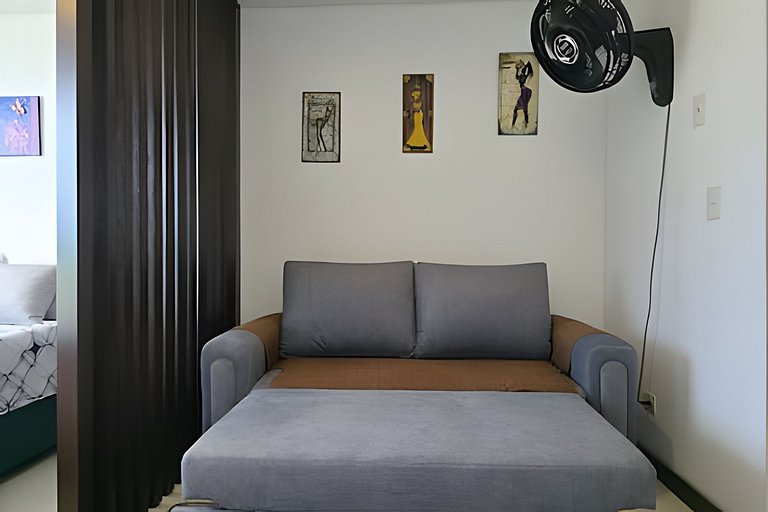 Loft acogedor con vista, piscina y balcón